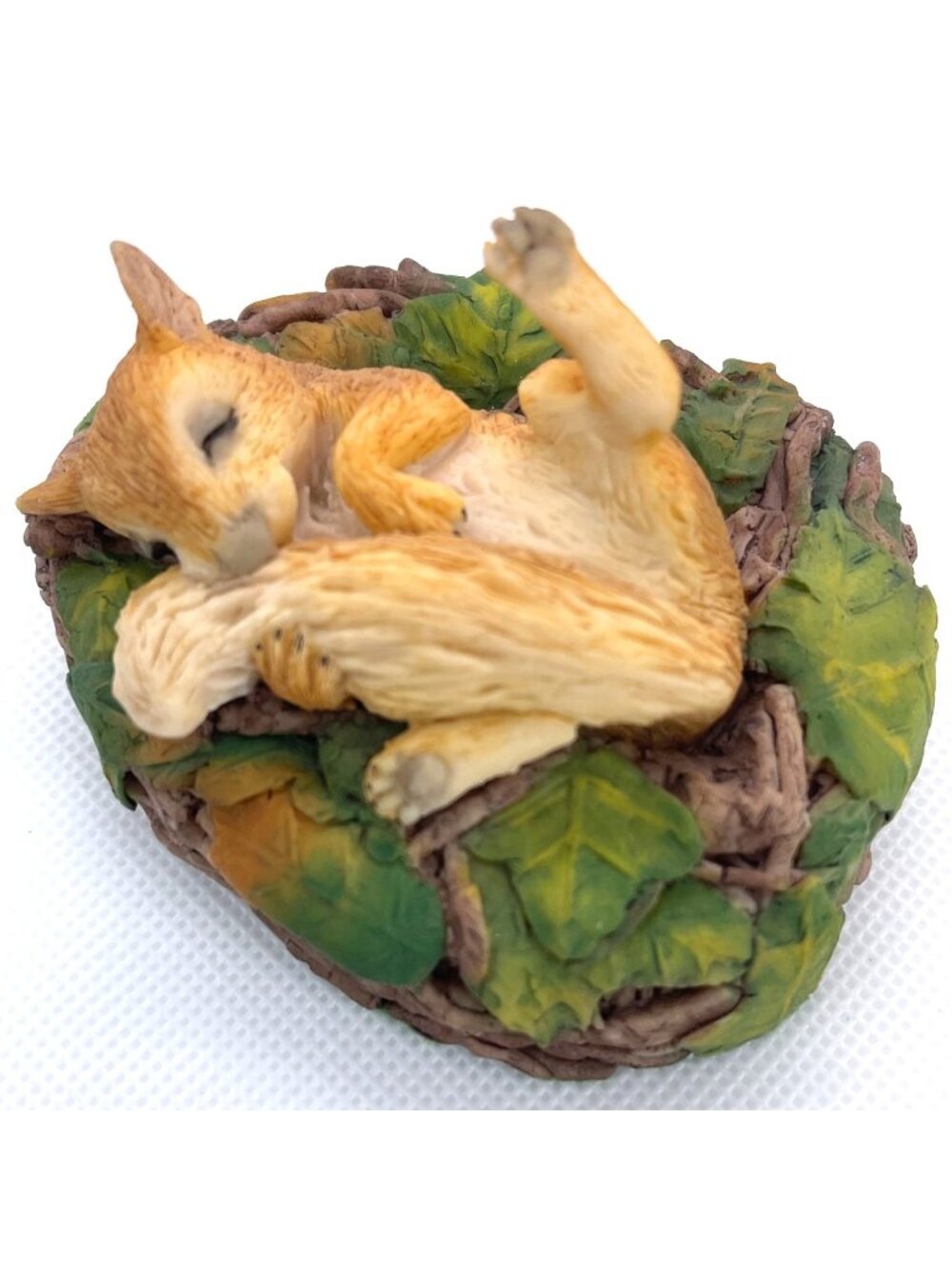 Baby Red Squirrel Sleeping Figurine Hand Painted Aynsley UK England 80s Vintage